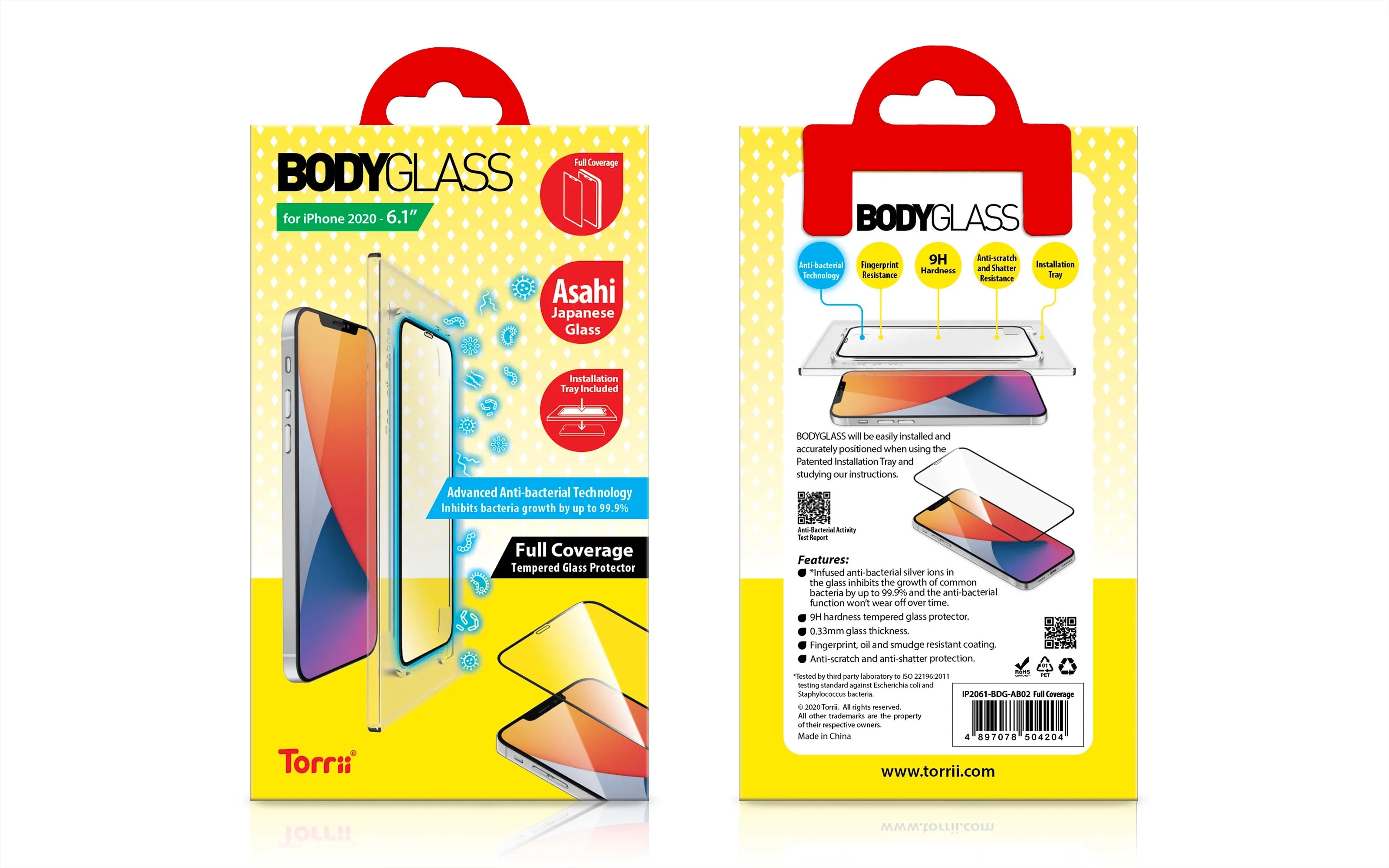 Torrii Bodyglass Anti-Bacterial Coating Full Coverage Curved For iPhone 12 & 12 Pro - Black - Tashqila Torrii Bodyglass Anti-Bacterial Coating Full Coverage Curved For iPhone 12 & 12 Pro - Black - Tashqila